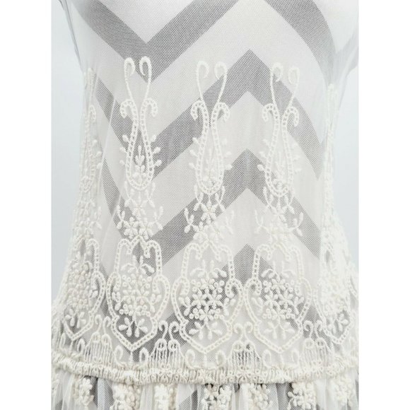 Gypsy Junkies Sasha Floral Embroidered Mesh Maxi Slip Dress Size S/M Filigree - Picture 4 of 12